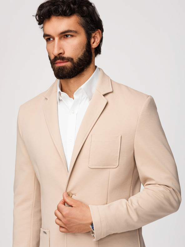 Ombre Clothing Muška pletena sakoa slim fit kroja s finom strukturom - bež V5 M165 Ombre Clothing
