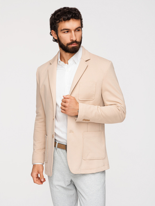 Ombre Clothing Muška pletena sakoa slim fit kroja s finom strukturom - bež V5 M165 Ombre Clothing