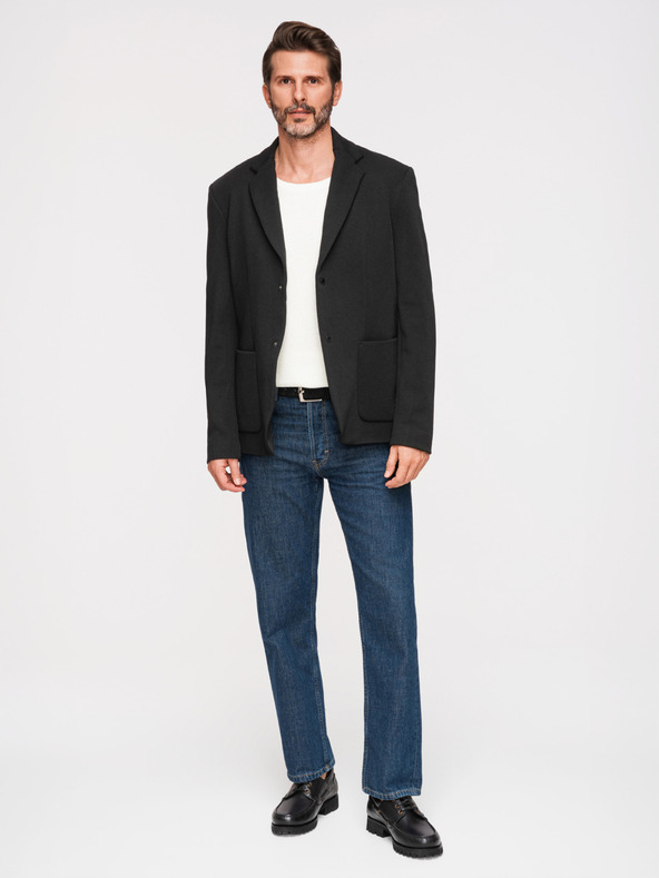 Ombre Clothing Muška strukturirana jakna s visokim ovratnikom i kapuljačom - crna V2 M167 Ombre Clothing