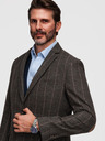 Ombre Clothing Muška elegantan fino karirani sakao od vlnene mješavine - tamno smeđa V3 M166 Ombre Clothing