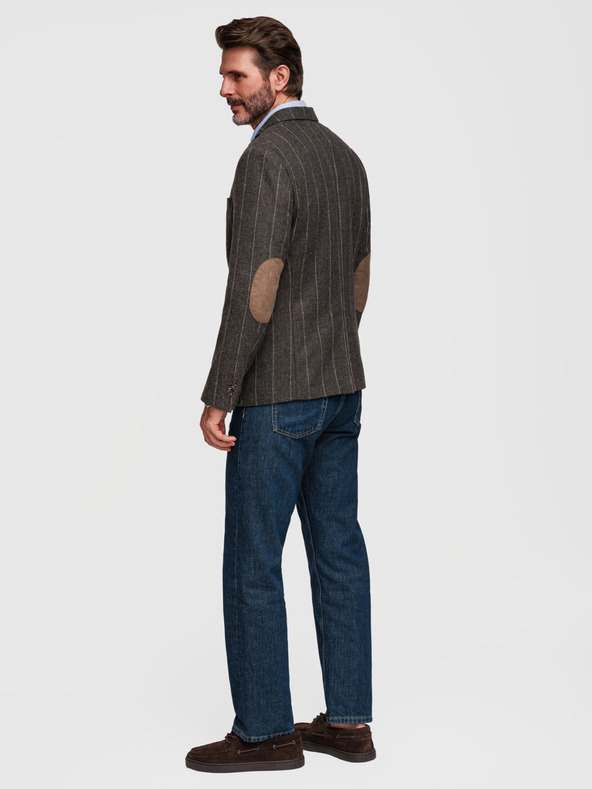 Ombre Clothing Muška elegantan fino karirani sakao od vlnene mješavine - tamno smeđa V3 M166 Ombre Clothing