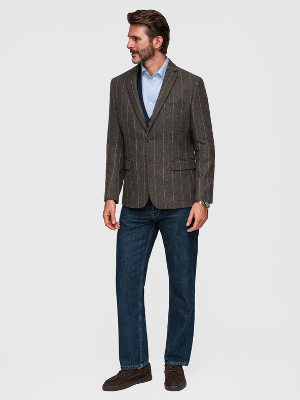 Ombre Clothing Muška elegantan fino karirani sakao od vlnene mješavine - tamno smeđa V3 M166 Ombre Clothing