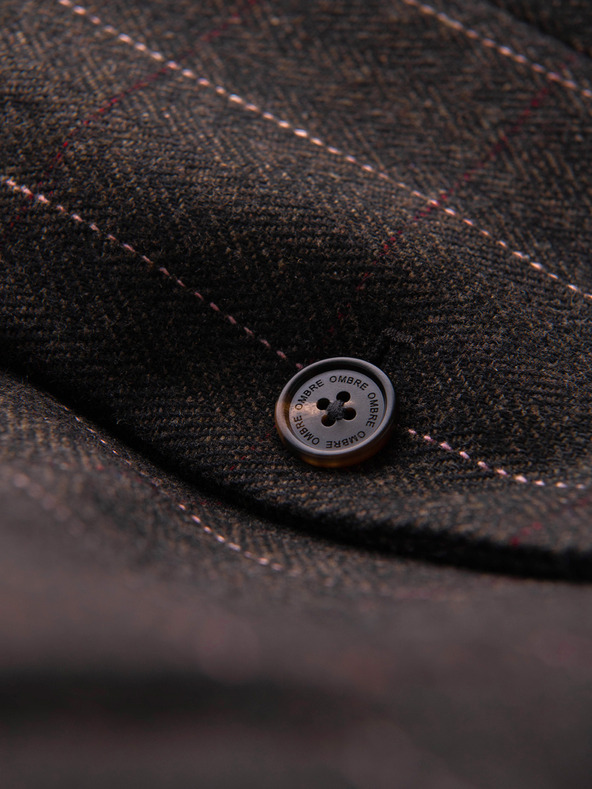 Ombre Clothing Muška elegantan fino karirani sakao od vlnene mješavine - tamno smeđa V3 M166 Ombre Clothing