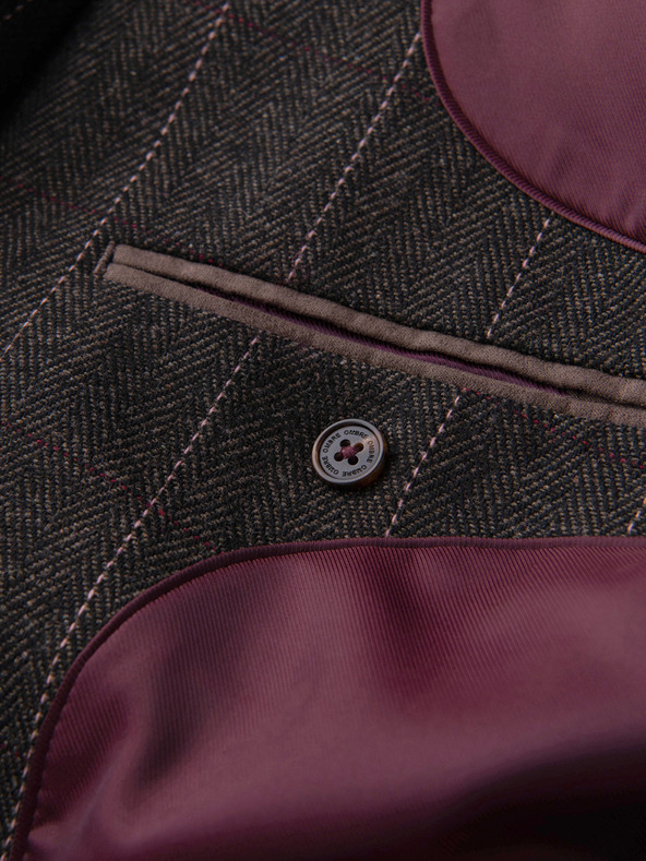 Ombre Clothing Muška elegantan fino karirani sakao od vlnene mješavine - tamno smeđa V3 M166 Ombre Clothing