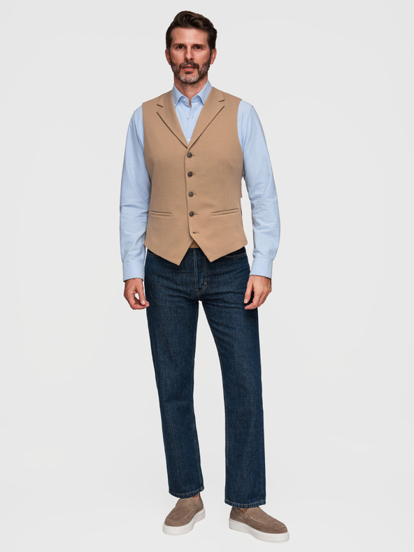 Ombre Clothing Muška elegantan prsluk s klapama - smeđa V1 V66 Ombre Clothing