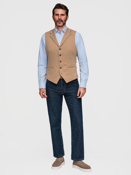 Ombre Clothing Muška elegantan prsluk s klapama - smeđa V1 V66 Ombre Clothing