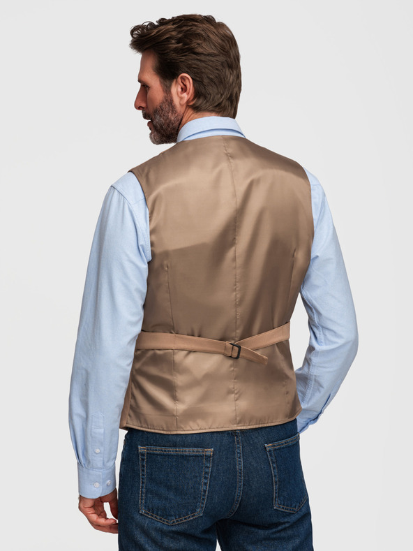 Ombre Clothing Muška elegantan prsluk s klapama - smeđa V1 V66 Ombre Clothing