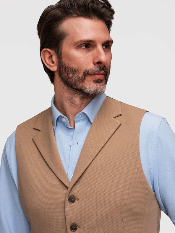 Ombre Clothing Muška elegantan prsluk s klapama - smeđa V1 V66 Ombre Clothing