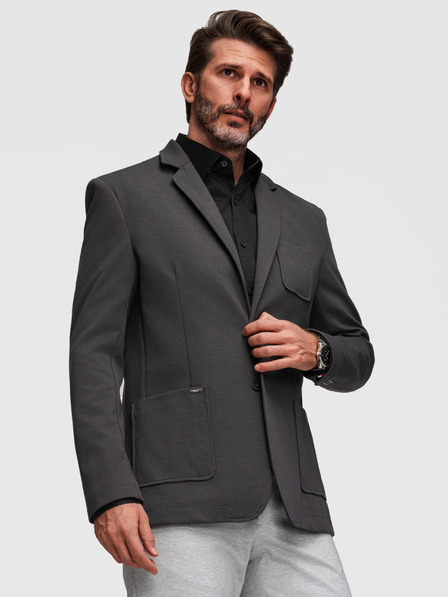Ombre Clothing Muška pletena sakoa uskog kroja s finom strukturom - grafit V1 M165 Ombre Clothing