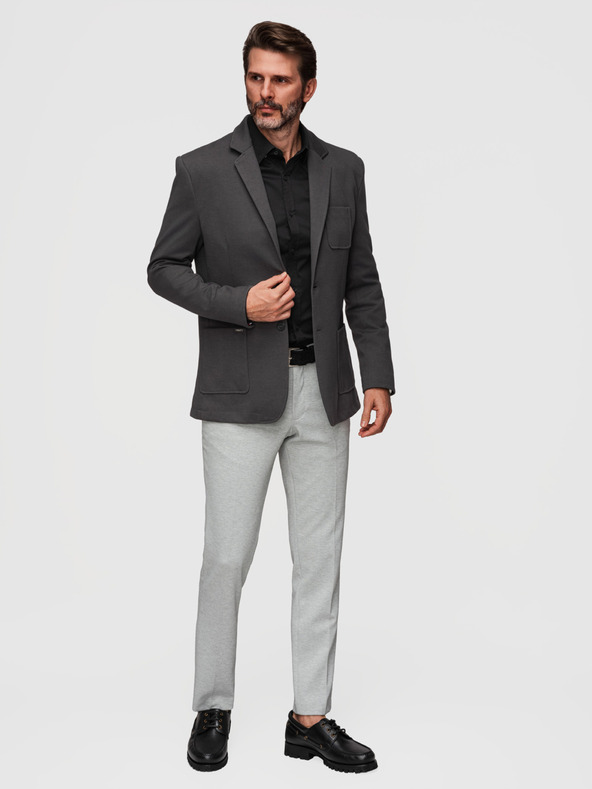 Ombre Clothing Muška pletena sakoa uskog kroja s finom strukturom - grafit V1 M165 Ombre Clothing