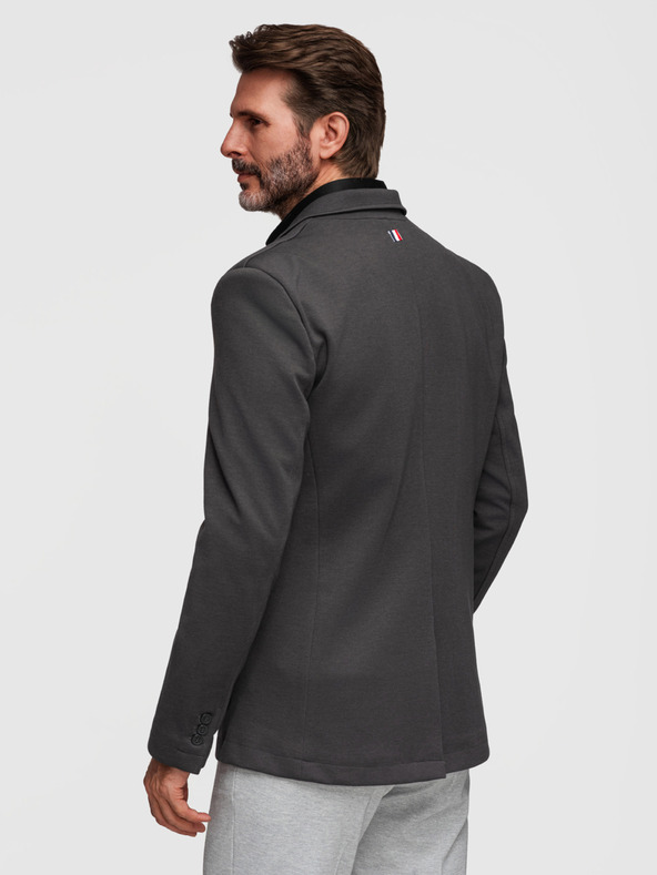Ombre Clothing Muška pletena sakoa uskog kroja s finom strukturom - grafit V1 M165 Ombre Clothing