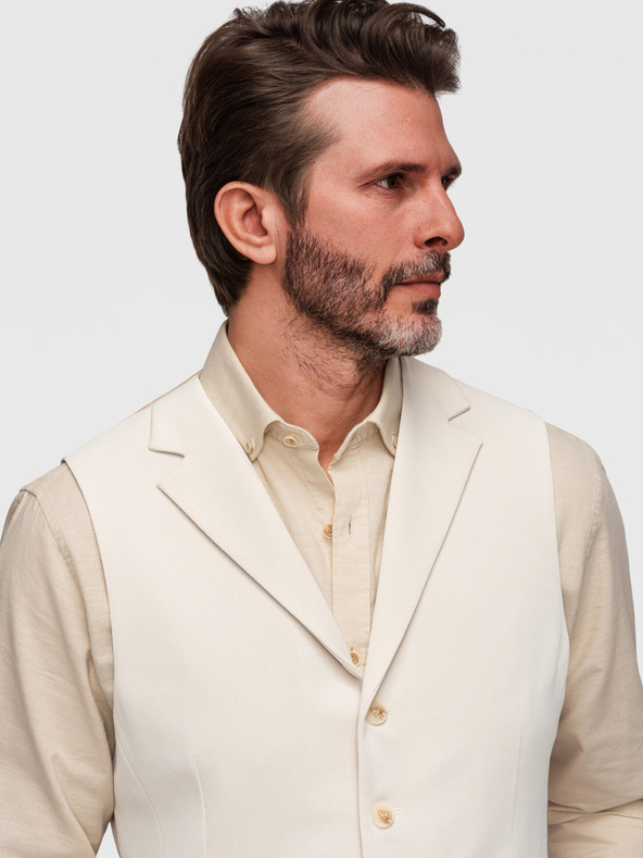 Ombre Clothing Elegantan muški prsluk s klapama - bež V2 V66 Ombre Clothing