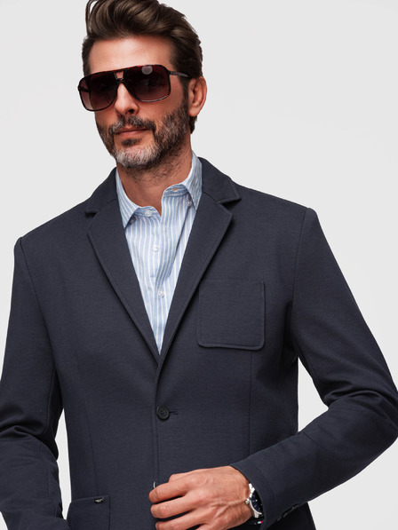 Ombre Clothing Muška pletena sakoa slim fit kroja s finom teksturom - tamno plava V3 M165 Ombre Clothing