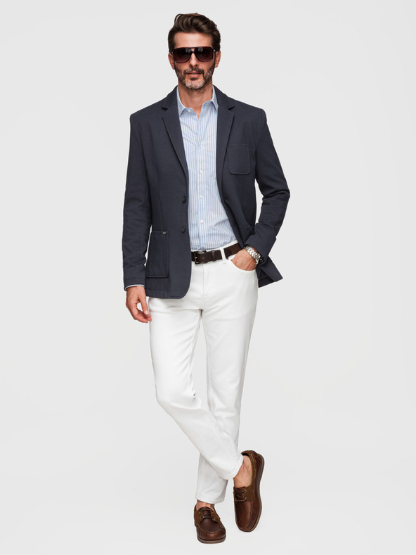 Ombre Clothing Muška pletena sakoa slim fit kroja s finom teksturom - tamno plava V3 M165 Ombre Clothing