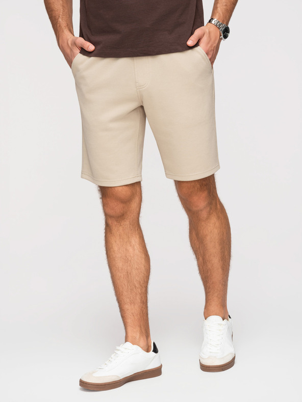Ombre Clothing Muške strukturirane šorts REGULAR FIT - bež V1 OM-SRSK-0124 Ombre Clothing
