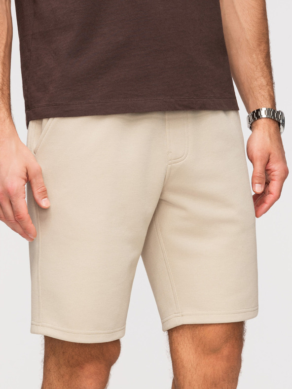 Ombre Clothing Muške strukturirane šorts REGULAR FIT - bež V1 OM-SRSK-0124 Ombre Clothing