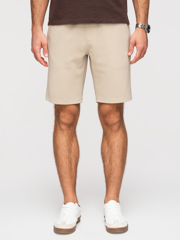 Ombre Clothing Muške strukturirane šorts REGULAR FIT - bež V1 OM-SRSK-0124 Ombre Clothing