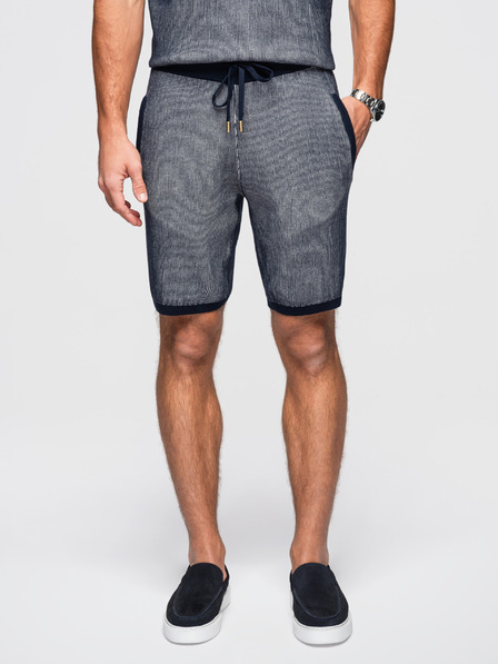 Ombre Clothing Muške pletene šorts sa podesivim strukom - tamno plave V3 OM-SRCS-0202 Ombre Clothing