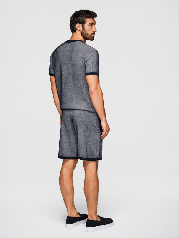 Ombre Clothing Muške pletene šorts sa podesivim strukom - tamno plave V3 OM-SRCS-0202 Ombre Clothing