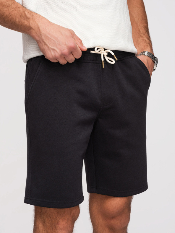 Ombre Clothing Muške strukturalne šorts REGULAR FIT - crne V2 OM-SRSK-0124 Ombre Clothing