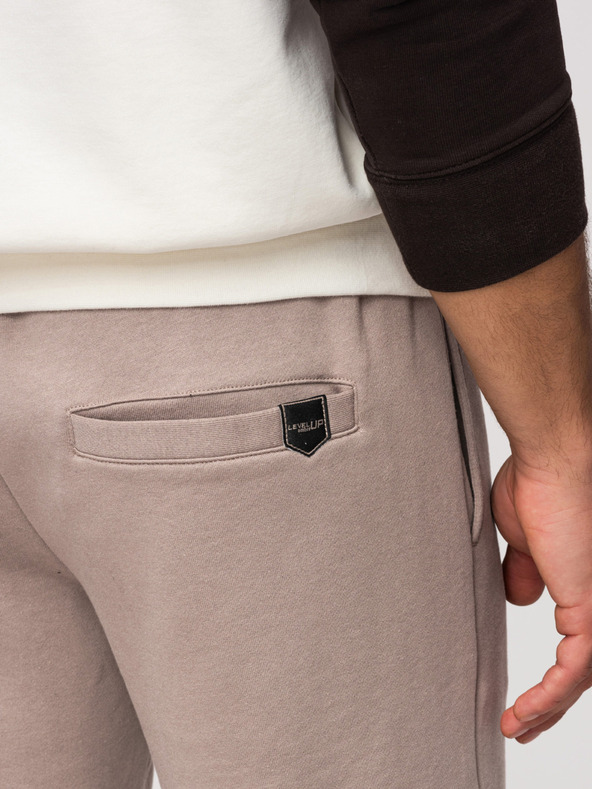 Ombre Clothing Muške šorts REGULAR FIT od francuskog froté pletiva - tamno bež V2 OM-SRSK-0196 Ombre Clothing