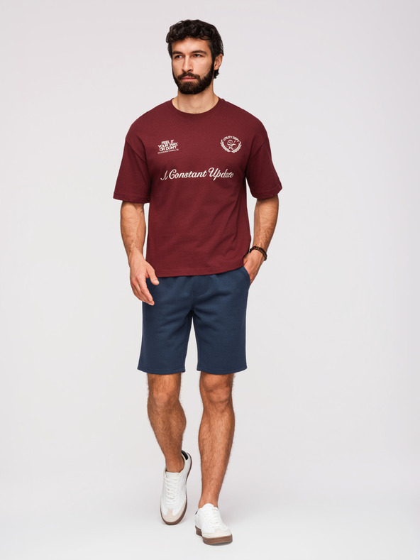 Ombre Clothing Muške strukturalne šorts REGULAR FIT - tamno plave V3 OM-SRSK-0124 Ombre Clothing