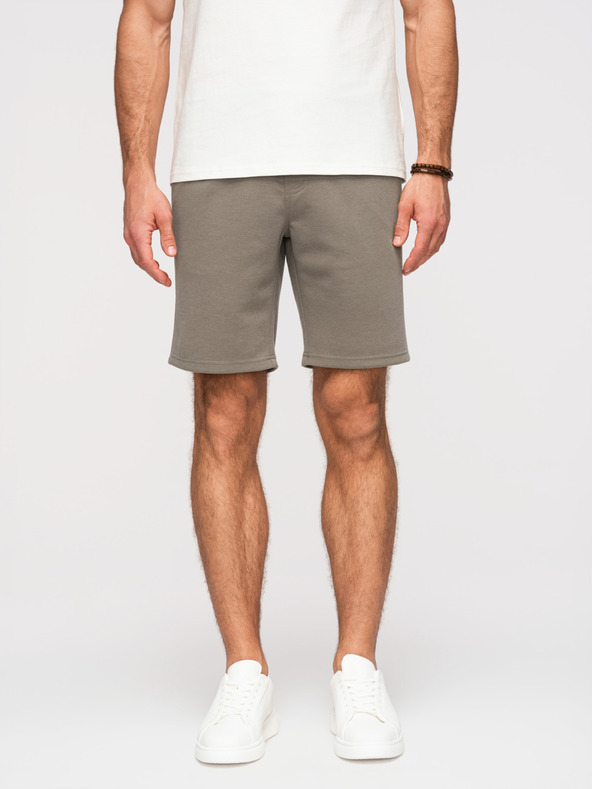 Ombre Clothing Muške strukturirane šorts REGULAR FIT - kaki V4 OM-SRSK-0124 Ombre Clothing