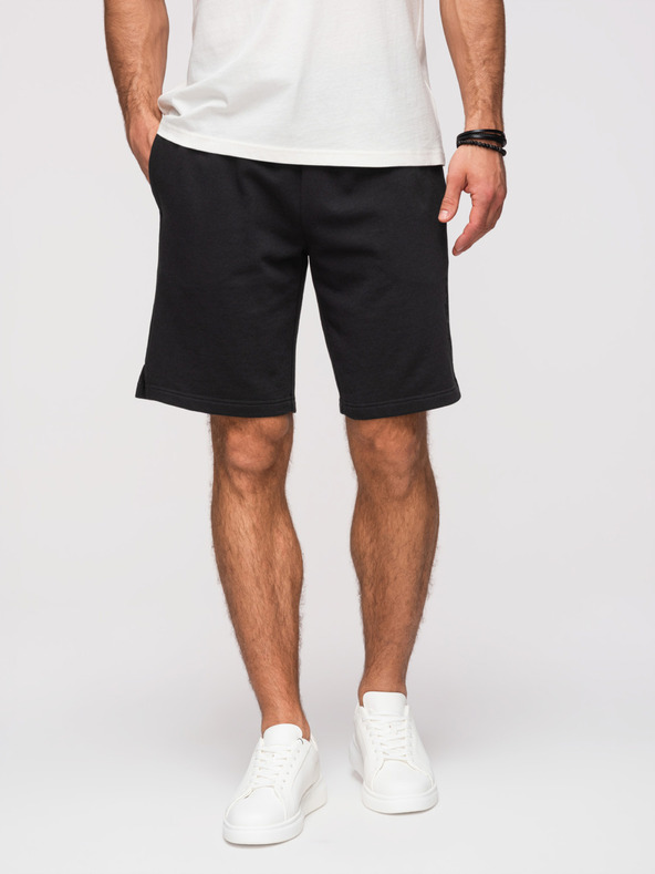 Ombre Clothing Muške šorts REGULAR FIT od francuskog froté pletiva - crne V4 OM-SRSK-0196 Ombre Clothing