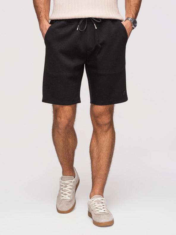 Ombre Clothing Muške šorts REGULAR FIT od glatkog pletiva - crne V1 OM-SRBC-0153 Ombre Clothing