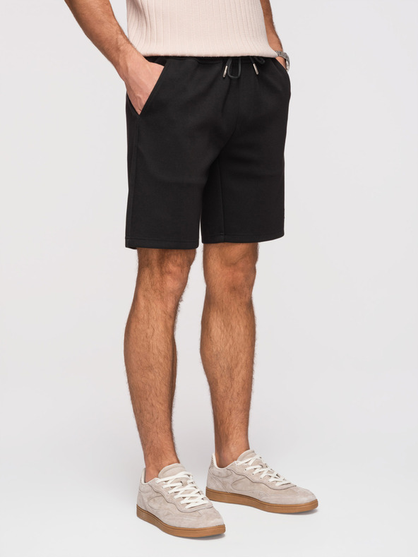 Ombre Clothing Muške šorts REGULAR FIT od glatkog pletiva - crne V1 OM-SRBC-0153 Ombre Clothing