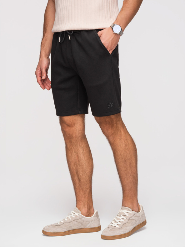 Ombre Clothing Muške šorts REGULAR FIT od glatkog pletiva - crne V1 OM-SRBC-0153 Ombre Clothing