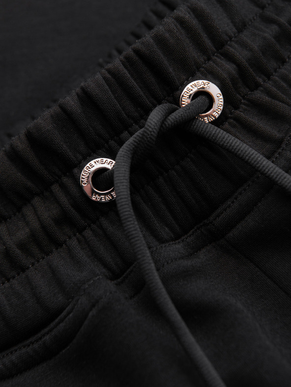 Ombre Clothing Muške šorts REGULAR FIT od glatkog pletiva - crne V1 OM-SRBC-0153 Ombre Clothing