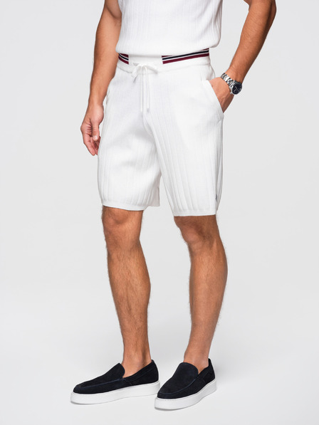 Ombre Clothing Muške viskozne strukturirane šorts REGULAR - bijele V1 OM-SRCS-0203 Ombre Clothing