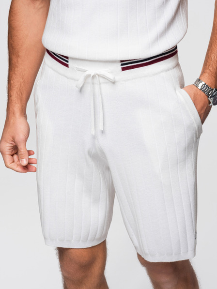 Ombre Clothing Muške viskozne strukturirane šorts REGULAR - bijele V1 OM-SRCS-0203 Ombre Clothing