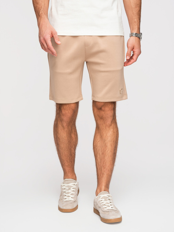 Ombre Clothing Muške šorts REGULAR FIT od glatkog pletiva - bež V3 OM-SRBC-0153 Ombre Clothing