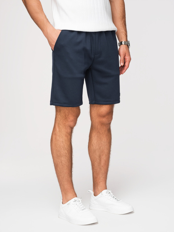 Ombre Clothing Muške šorts od glatkog pletiva REGULAR FIT - tamno plave V4 OM-SRBC-0153 Ombre Clothing