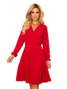 numoco ISABELLE Plisirana haljina s izrezom i dugim rukavima - Crvena