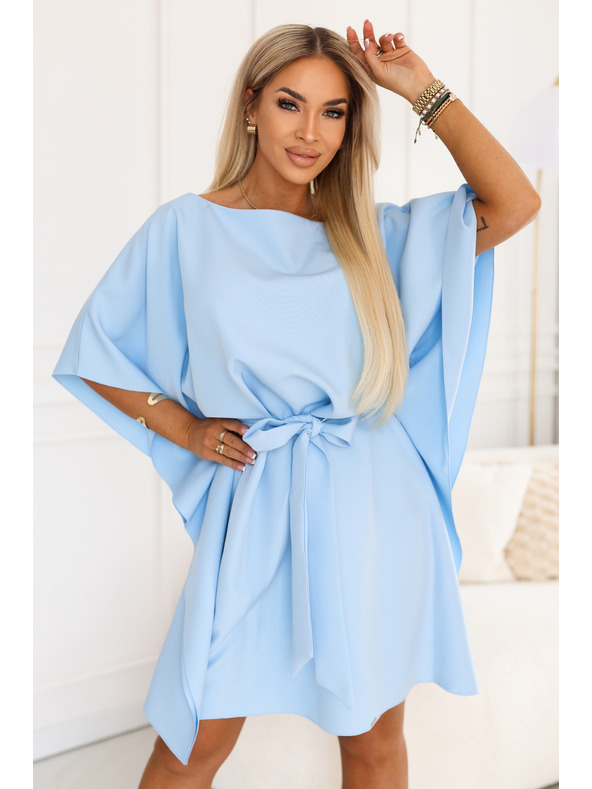 numoco SOFIA Haljina tipa leptir sa vezanjem u struku - svjetloplava