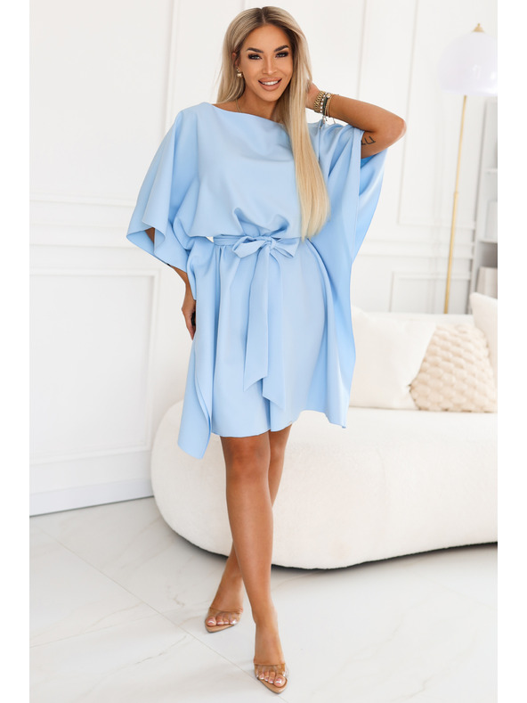 numoco SOFIA Haljina tipa leptir sa vezanjem u struku - svjetloplava