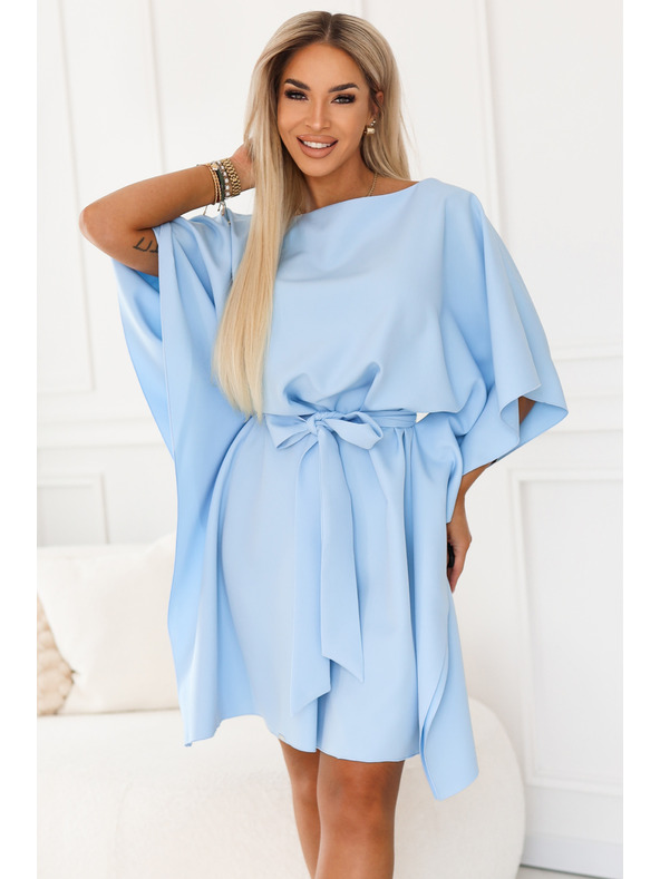 numoco SOFIA Haljina tipa leptir sa vezanjem u struku - svjetloplava