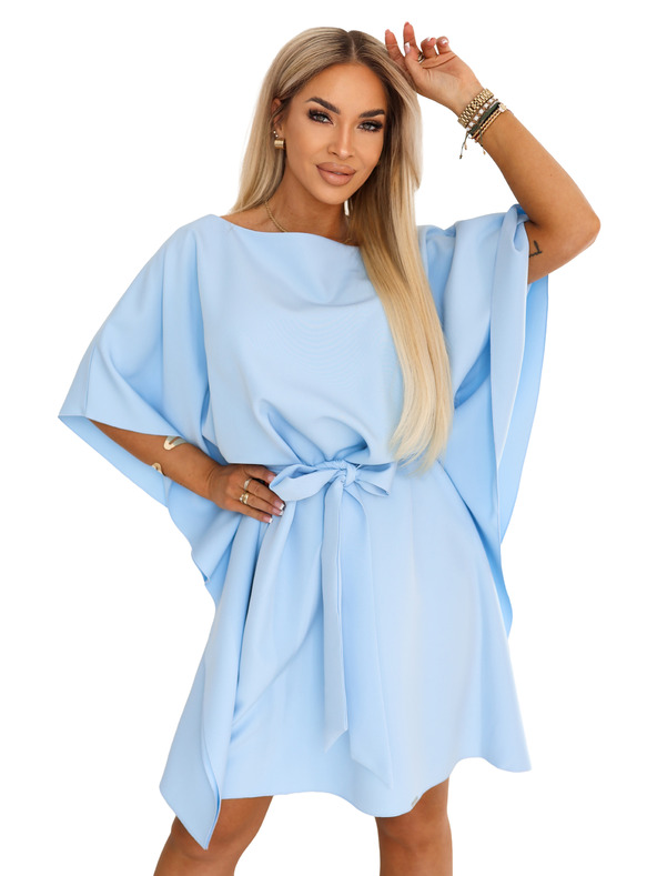 numoco SOFIA Haljina tipa leptir sa vezanjem u struku - svjetloplava