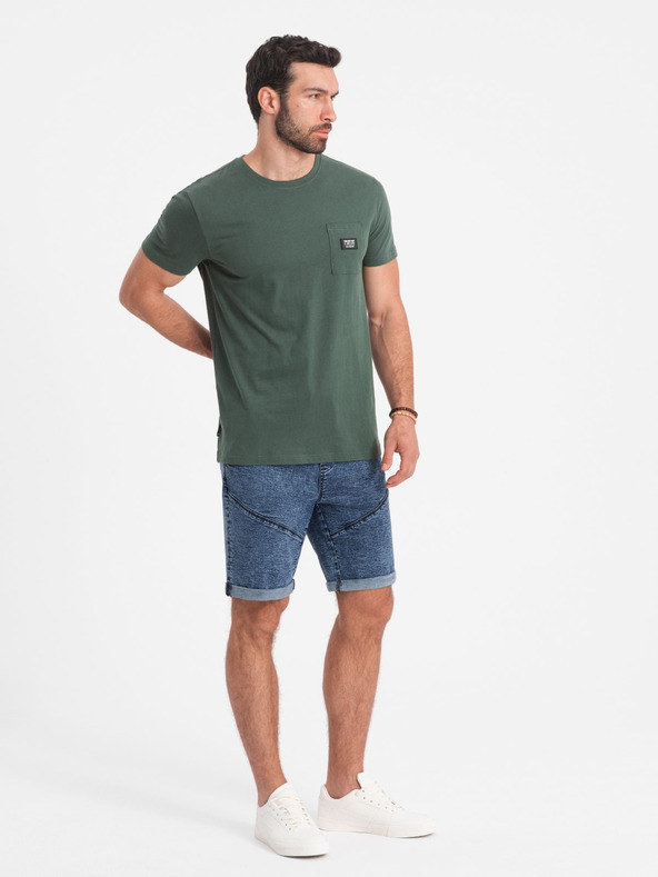 Ombre Clothing Tamnoplave muške traper kratke hlače Ombre odjeća W361