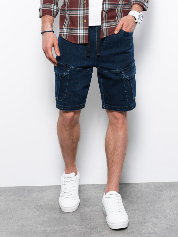 Ombre Clothing Tamnoplave muške traper kratke hlače Ombre odjeća W362