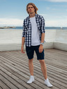 Ombre Clothing Tamnoplave muške traper kratke hlače Ombre odjeća W362