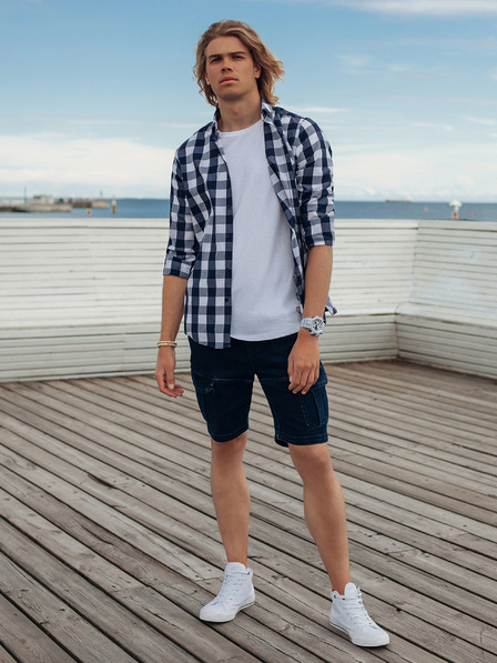 Ombre Clothing Tamnoplave muške traper kratke hlače Ombre odjeća W362