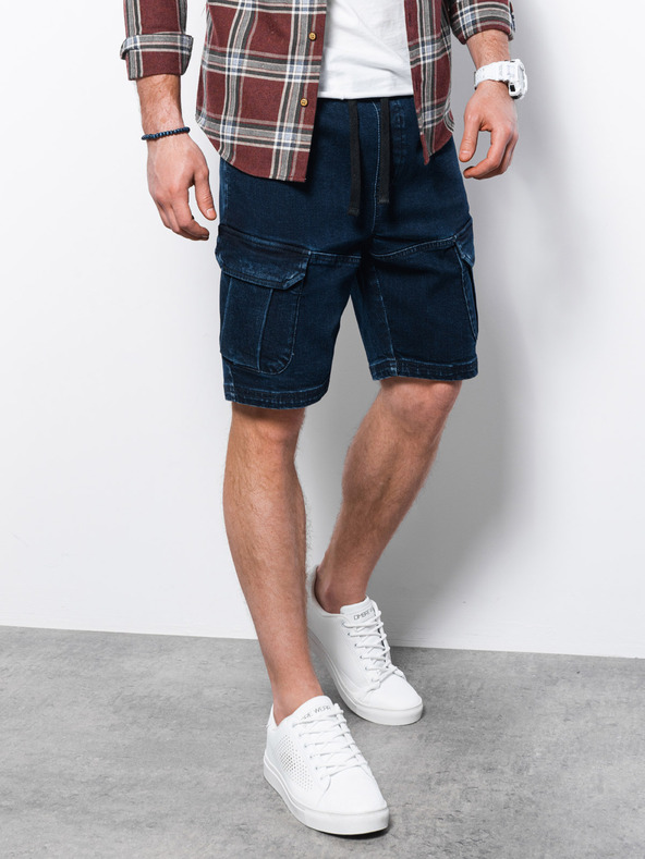 Ombre Clothing Tamnoplave muške traper kratke hlače Ombre odjeća W362