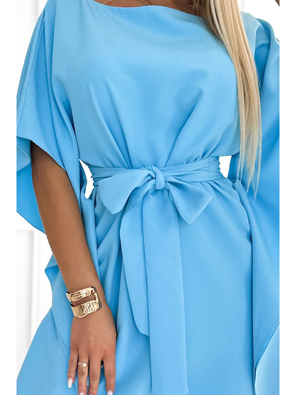 numoco SOFIA Leptir haljina sa vezivanjem struka - plava boja