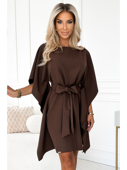 numoco SOFIA Leptir haljine s vezivanjem u struku - čokoladna