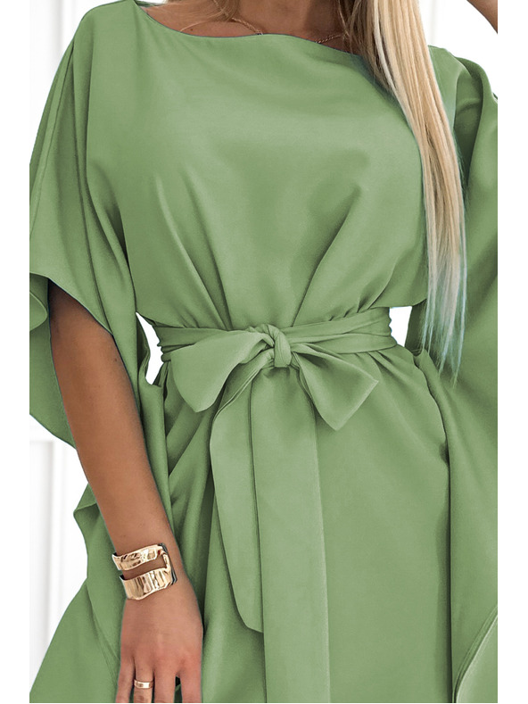 numoco SOFIA Leptir haljine s vezivanjem u struku - maslinasta