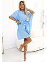 numoco SOFIA Leptir haljine s kravatom u struku - pastelno plava